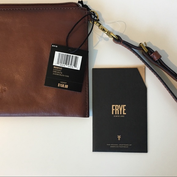 Frye Leather Wristlet Pouch Clutch Brown Cognac - Picture 7 of 8